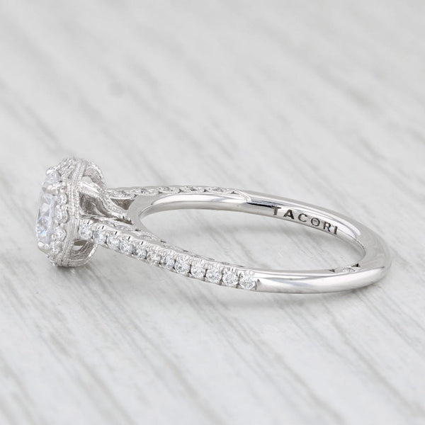New Tacori Semi Mount Diamond Halo Engagement Ring 18k White Gold Certificate