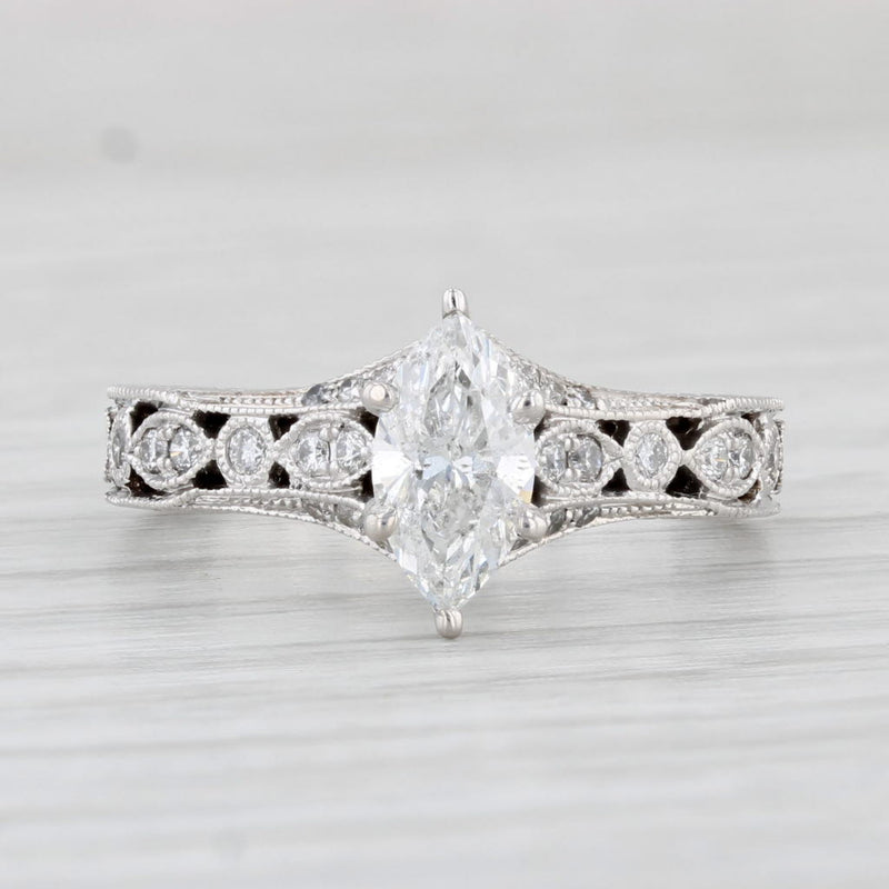Light Gray 0.71ctw Marquise Diamond Engagement Ring 14k White Gold Size 5.25