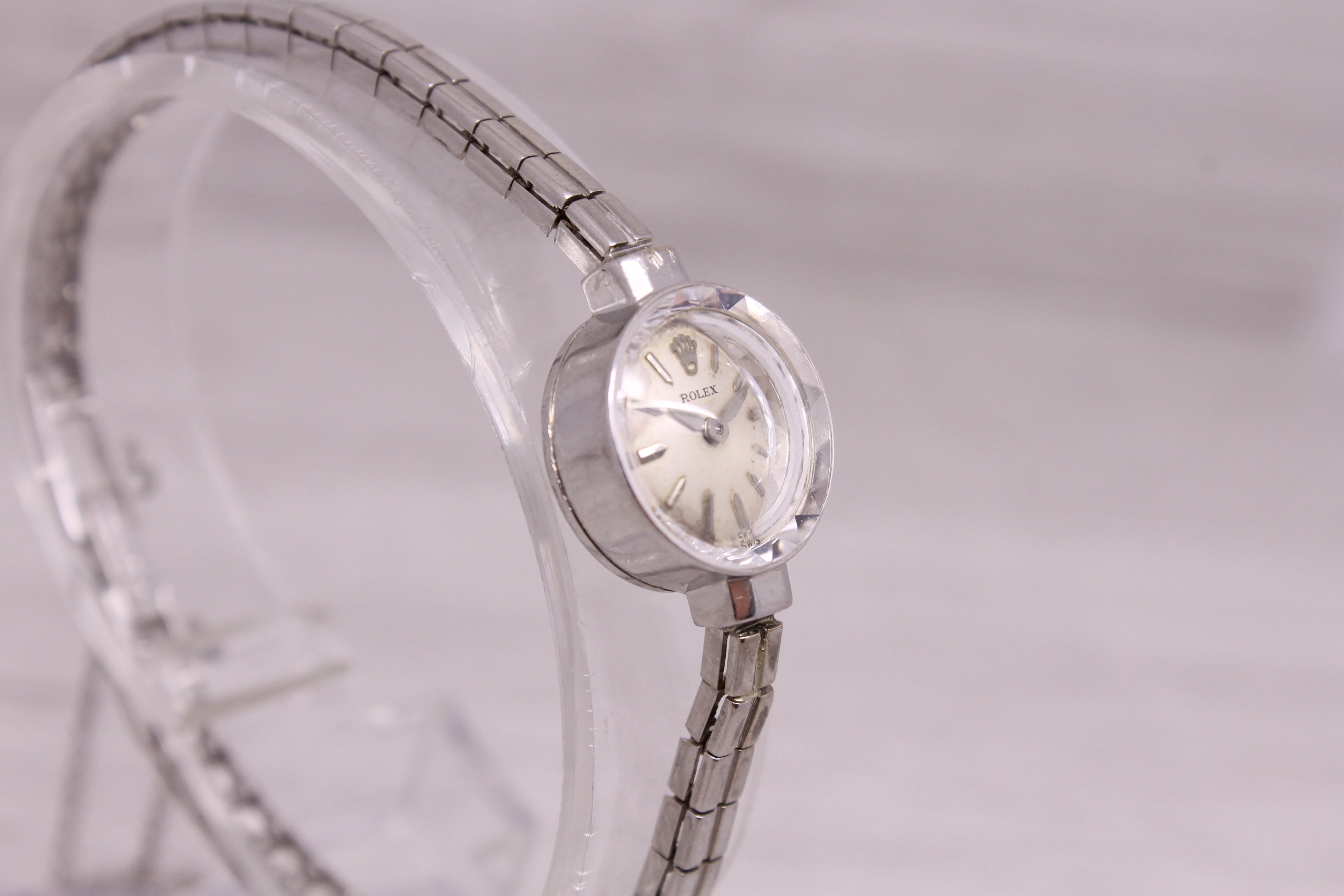 Gray Vintage 1950's Rolex 14k White Gold Ladies Dress Bracelet Watch c.1401 Serviced