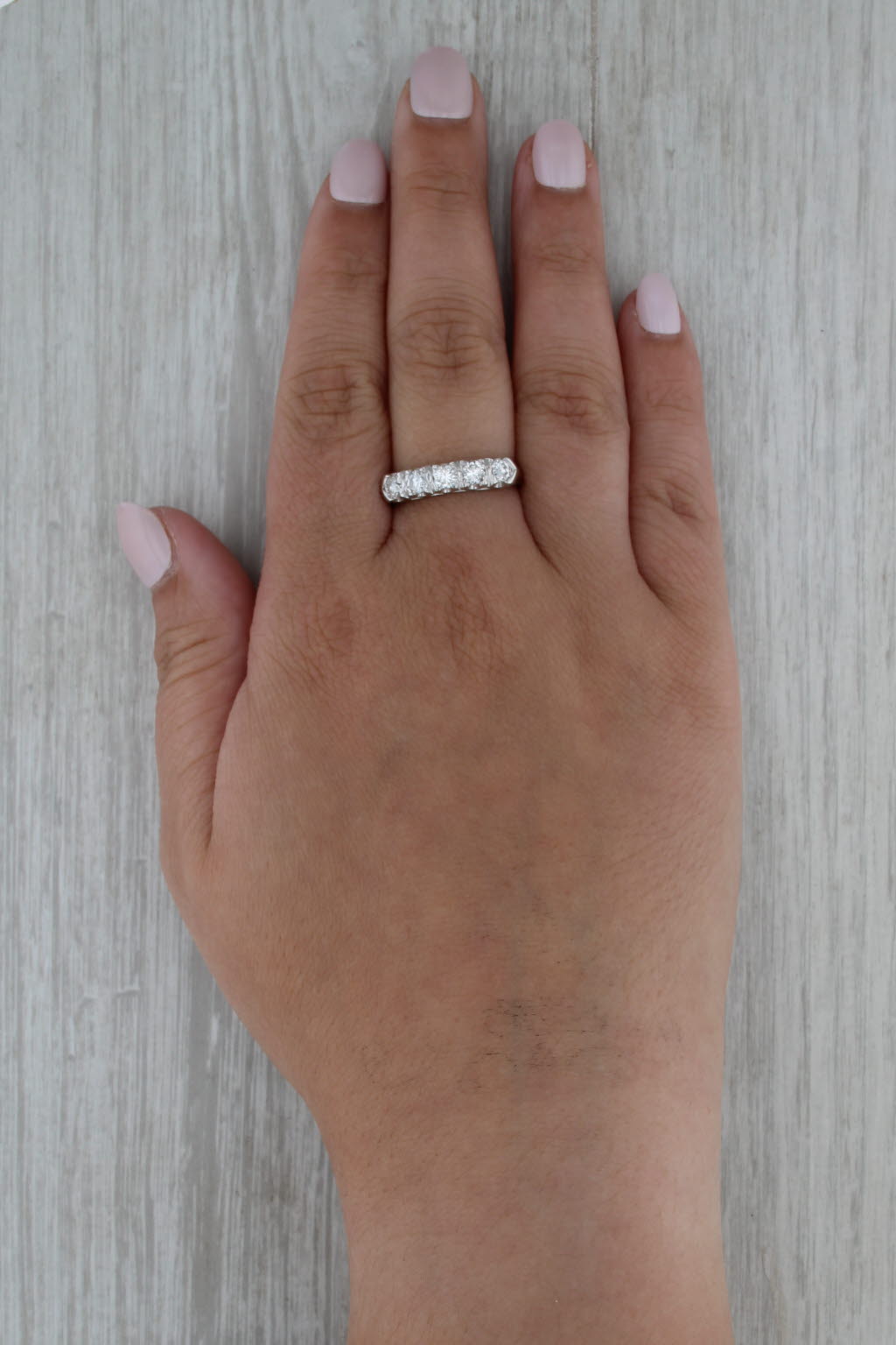 0.74ctw Diamond Anniversary Band 14k White Gold Wedding Ring Size 9 Stackable