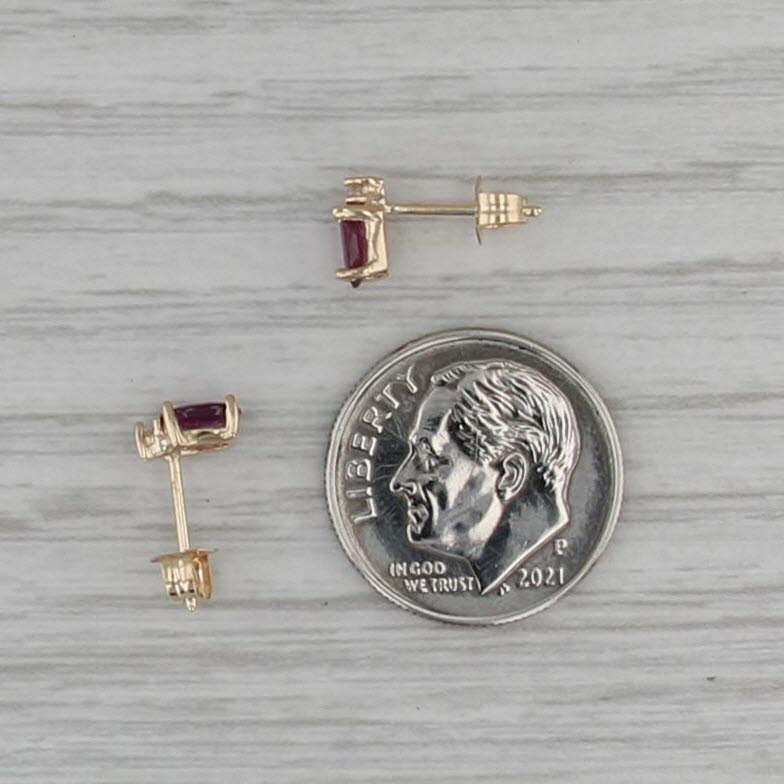 0.60ctw Ruby Diamond Stud Earrings 14k Yellow Gold Oval Studs