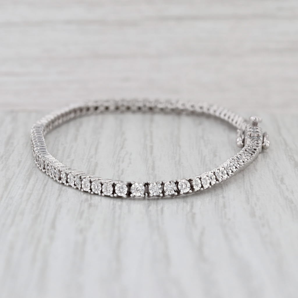 New 0.60ctw Diamond Tennis Bracelet 10k White Gold 8.75" 3mm