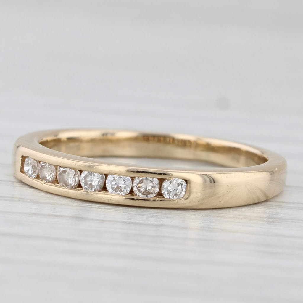 Light Gray 0.20ctw Diamond Wedding Band 14k Yellow Gold Size 6 Stackable Ring