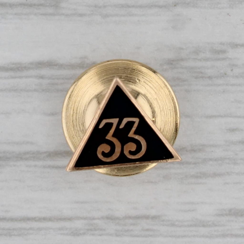 Gray 33rd Degree Masonic Scottish Rite Lapel Pin Enamel Triangle