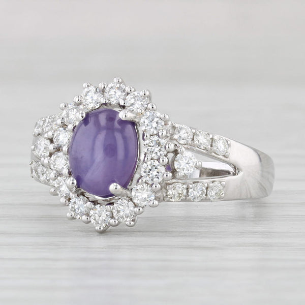 Light Gray New 2.48ctw Purple Star Sapphire Diamond Halo Ring 14k White Gold Size 7
