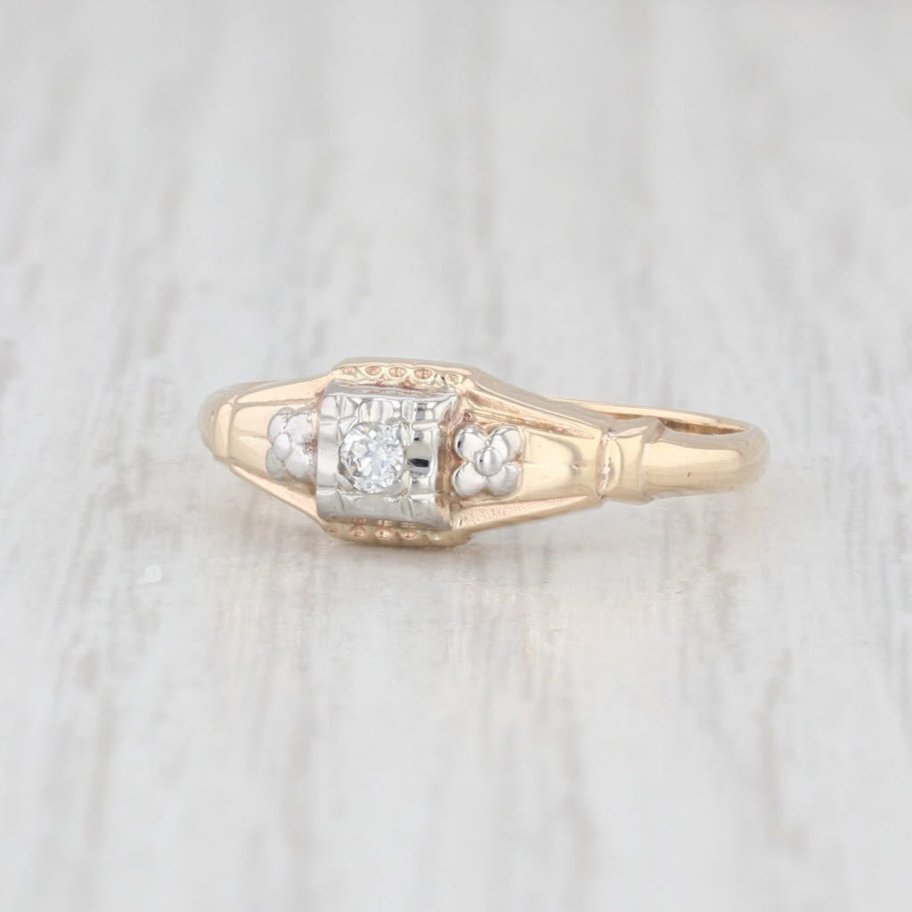 Light Gray Vintage Diamond Solitaire Ring 14k Yellow Gold Size 6