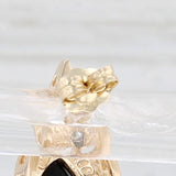 Pear Onyx Diamond Teardrop Stud Earrings 14k Yellow Gold