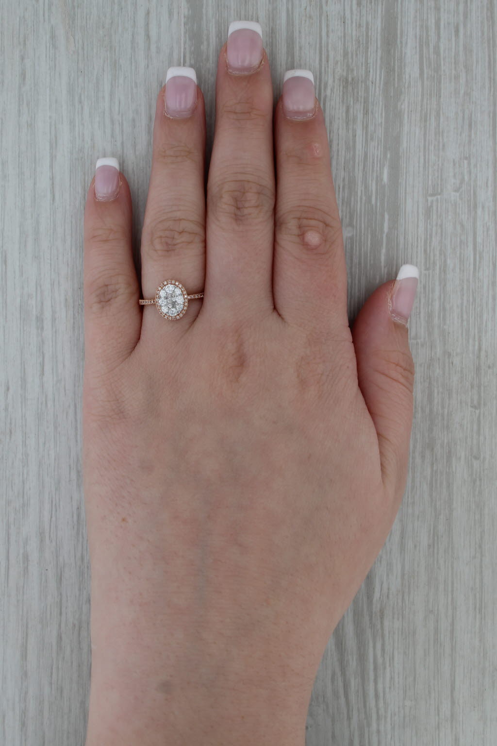 0.41ctw Diamond Halo Engagement Ring 10k Rose Gold Size 7 Oval