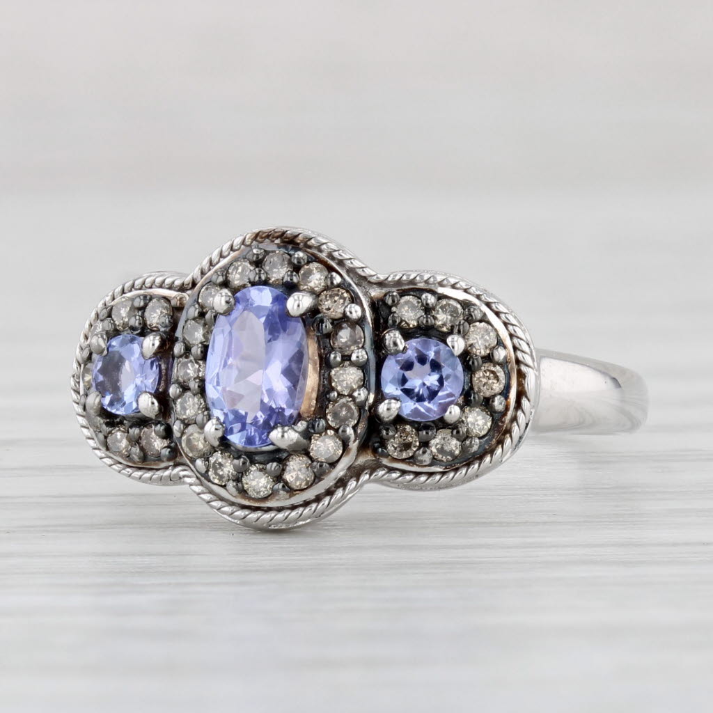 Light Gray 1.07ctw Tanzanite Diamond Ring 14k White Gold Size 8