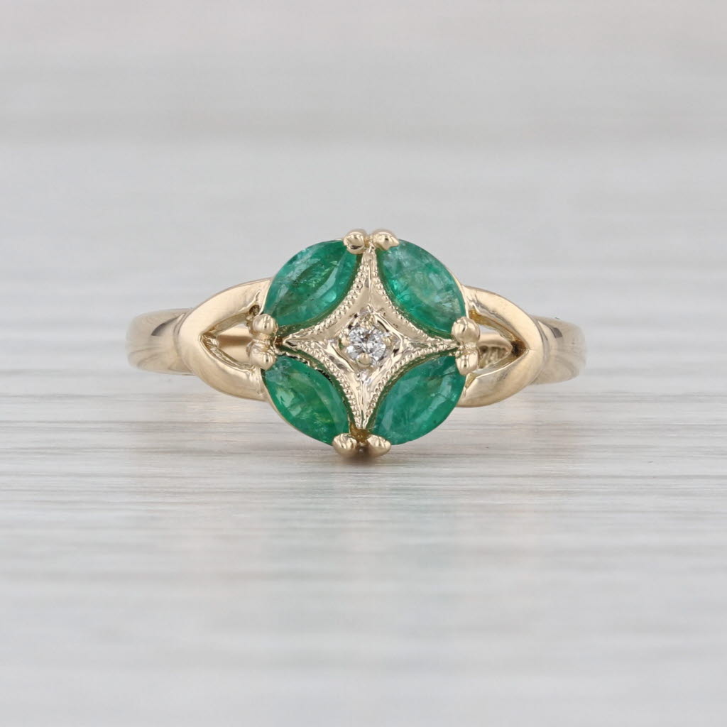 0.50ctw Emerald Diamond Ring 14k Yellow Gold Size 7.25