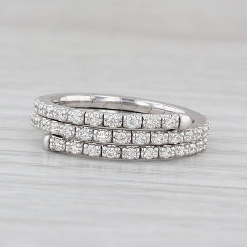0.60ctw Diamond Wrap Coiled Band Bypass Ring 14k White Gold Flexible Size