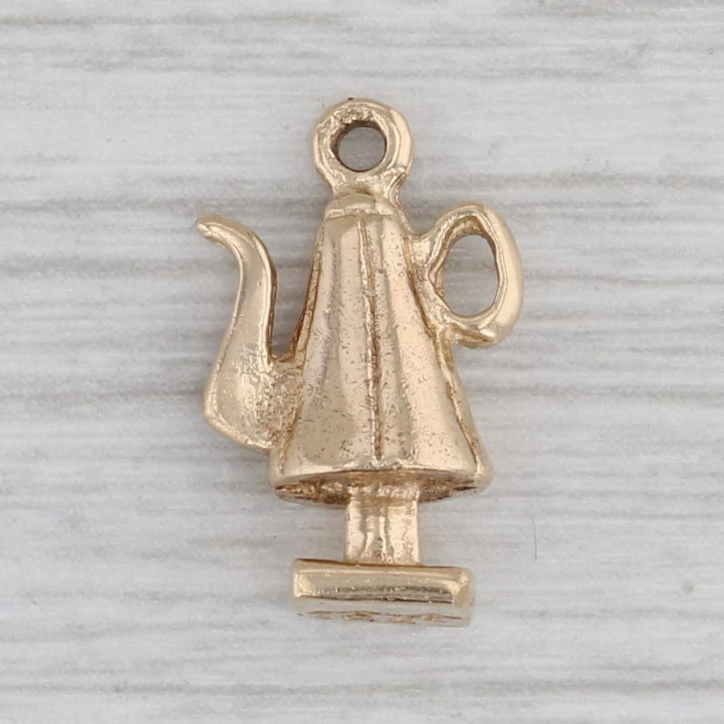 Gray Vintage Old Salem Coffee Pot Souvenir Charm 10k Gold Souvenir Pendant