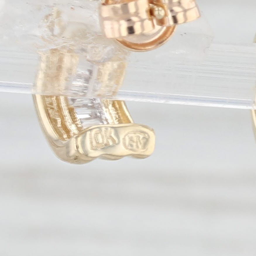 Light Gray 0.25ctw Small Half Hoop Earrings 10k Yellow Gold Studs