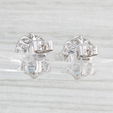 New 1.83ctw Oval Aquamarine Diamond Halo Stud Earrings 14k White Gold