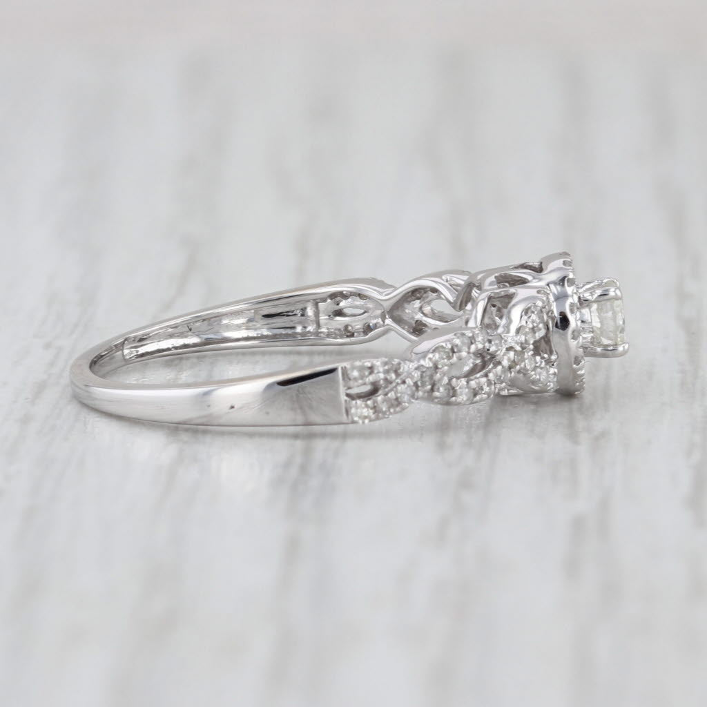 0.28ctw Round Diamond Halo Engagement Ring 14k White Gold Size 8
