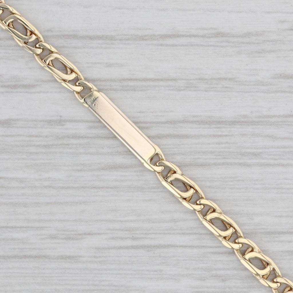 Light Gray 7" Bracelet 14k Yellow Gold Bar Curb Chain Lobster Clasp 3.2mm