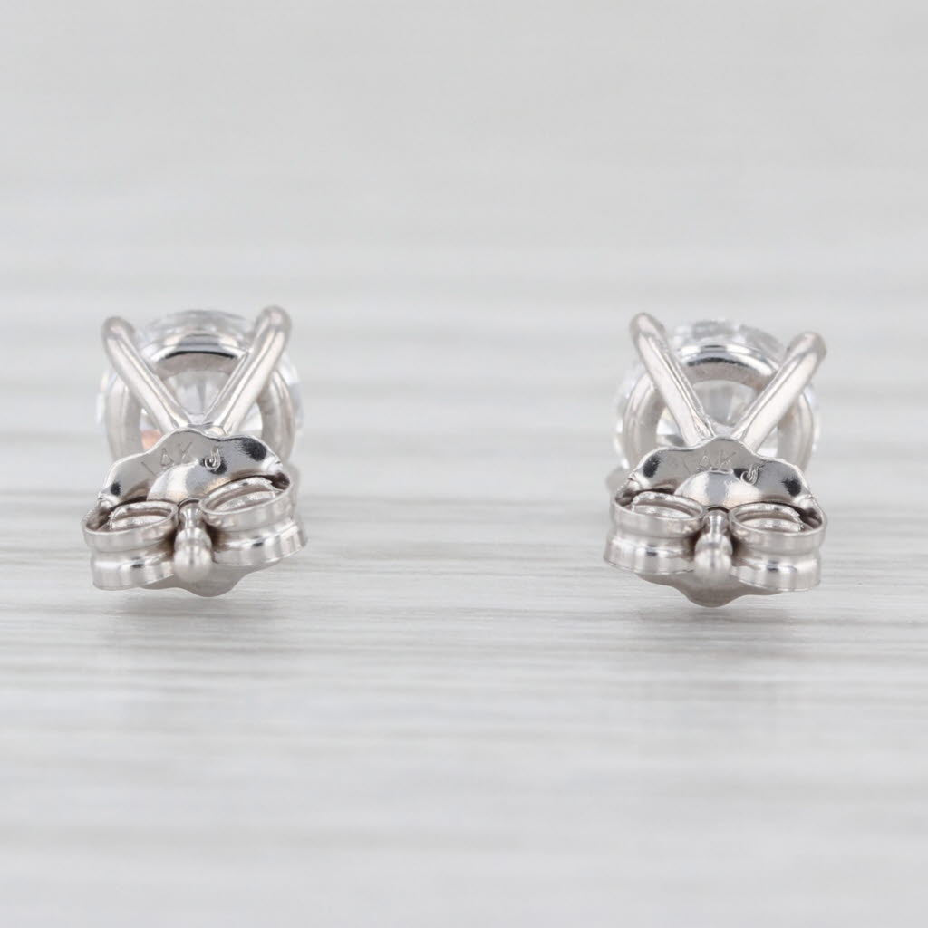 New 1.07ctw Round Lab Created Diamond Stud Earrings 14k White Gold E VS1 Studs