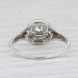 Light Gray Art Deco 0.10ct Diamond Solitaire Ring 18k White Gold Engagement Size 6.25