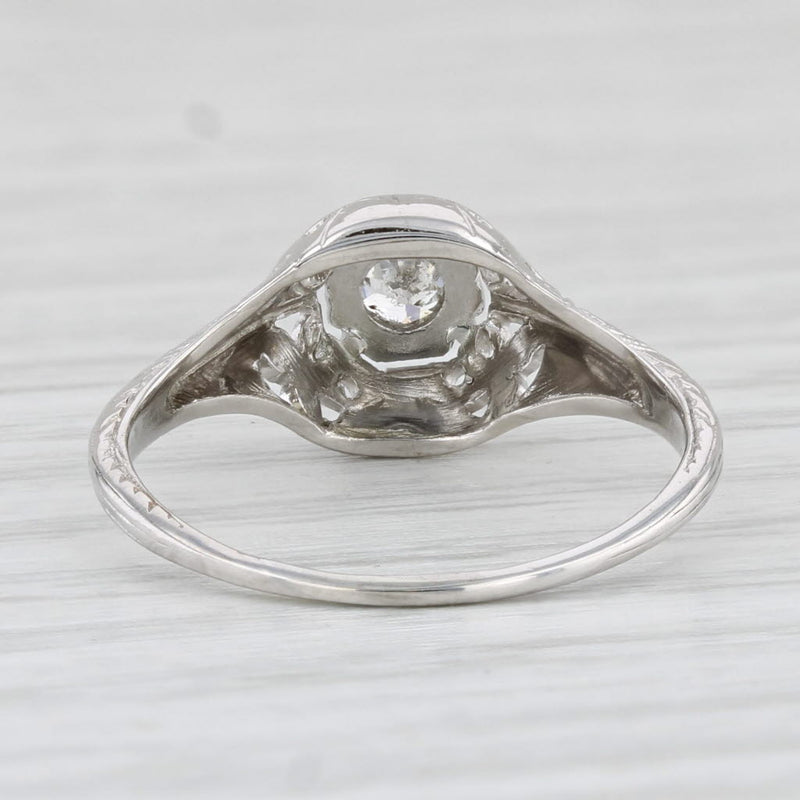 Light Gray Art Deco 0.10ct Diamond Solitaire Ring 18k White Gold Engagement Size 6.25