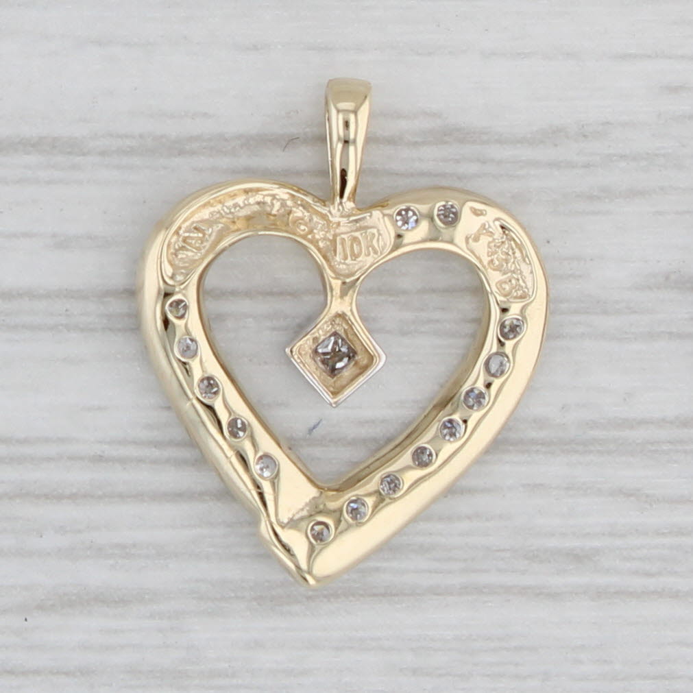 Gray 0.10ctw Diamond Open Heart Pendant 10k Yellow Gold