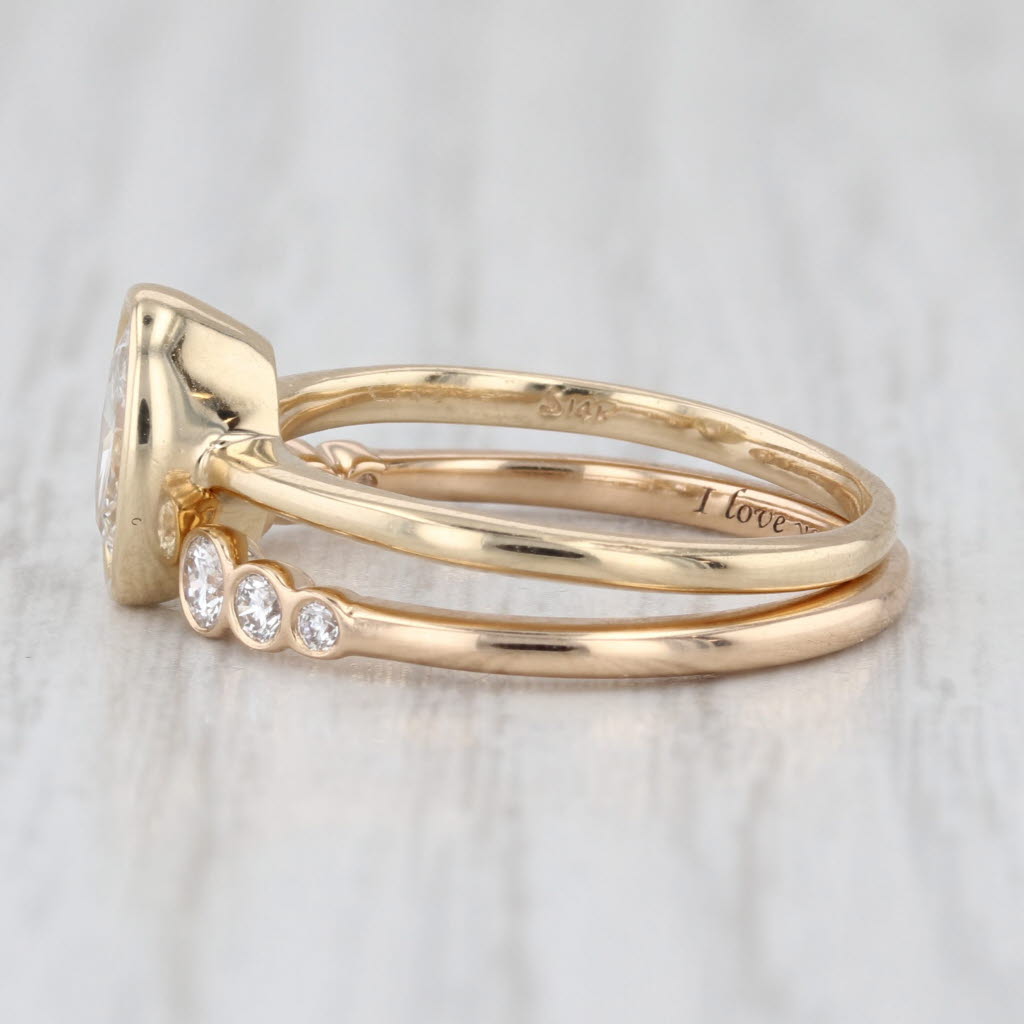 1.02ctw VS2 Oval Lab Grown Diamond Engagement Ring Wedding Band Set 14k Gold IGI