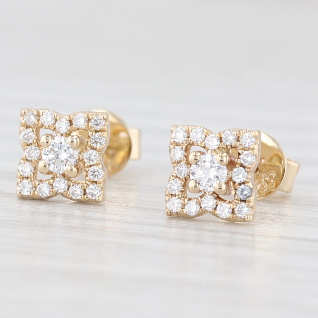 Light Gray New 0.24ctw Lab Grown Diamond Halo Stud Earrings 14k Yellow Gold