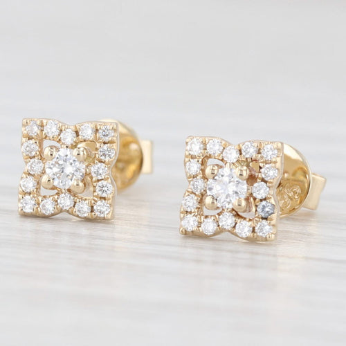 Light Gray New 0.24ctw Lab Grown Diamond Halo Stud Earrings 14k Yellow Gold