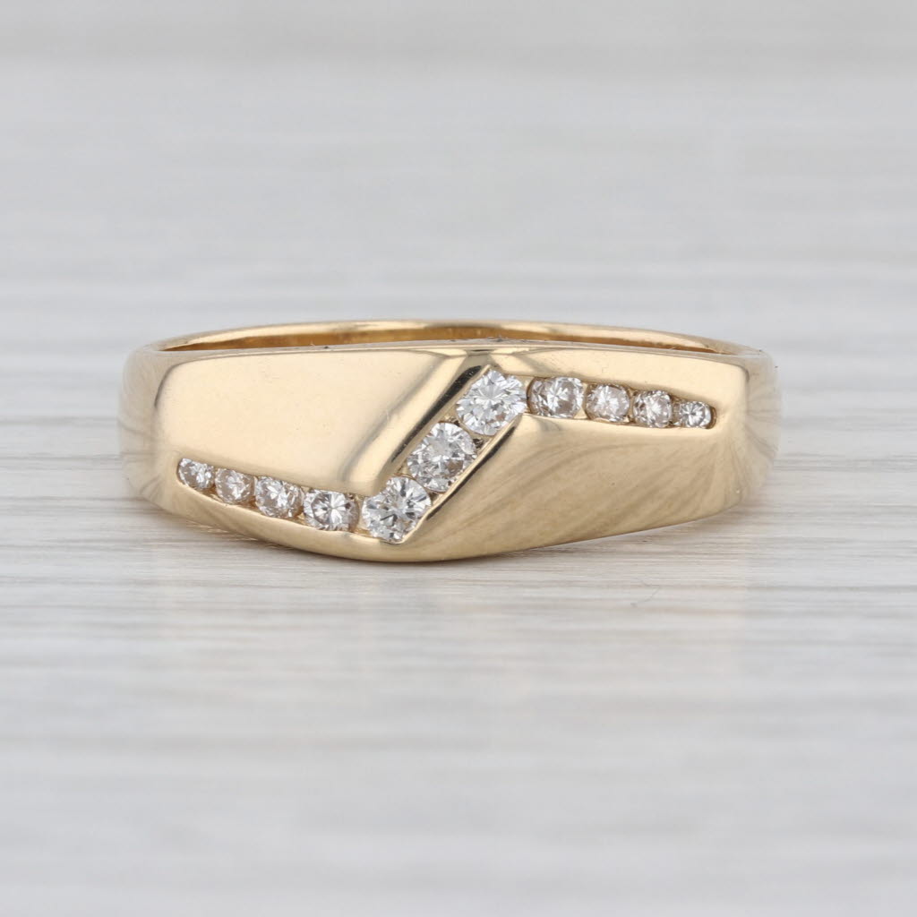 0.30ctw Beveled Diamond Ring 14k Yellow Gold Size 10.25 Men's Wedding Band