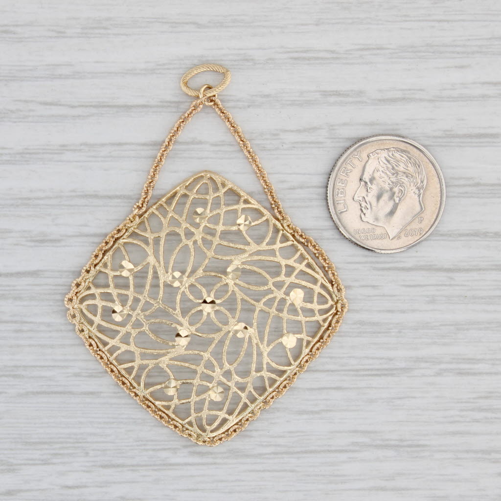 Light Gray Openwork Statement Pendant 14k Yellow Gold