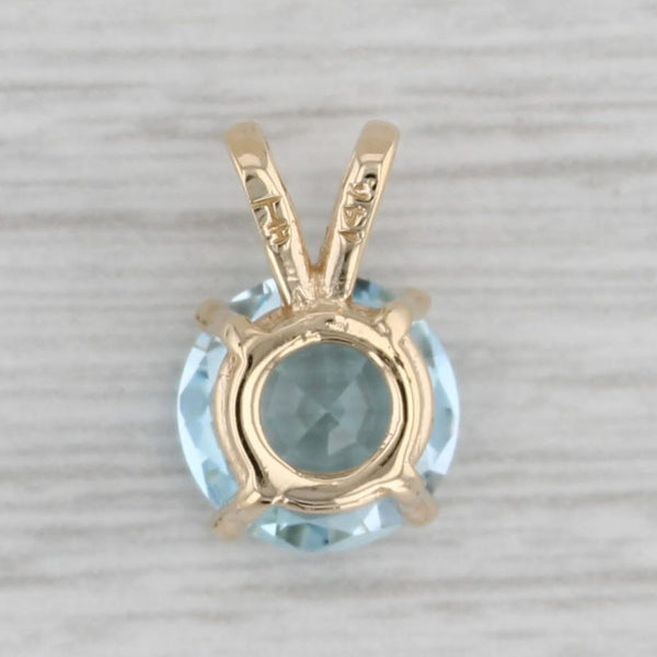 2.50ct Blue Topaz Round Solitaire Pendant 14k Yellow Gold