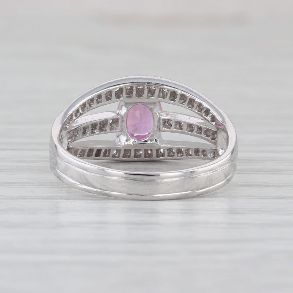 0.93ctw Pink Sapphire Diamond Ring 14k White Gold Size 7.25 Multiband Style