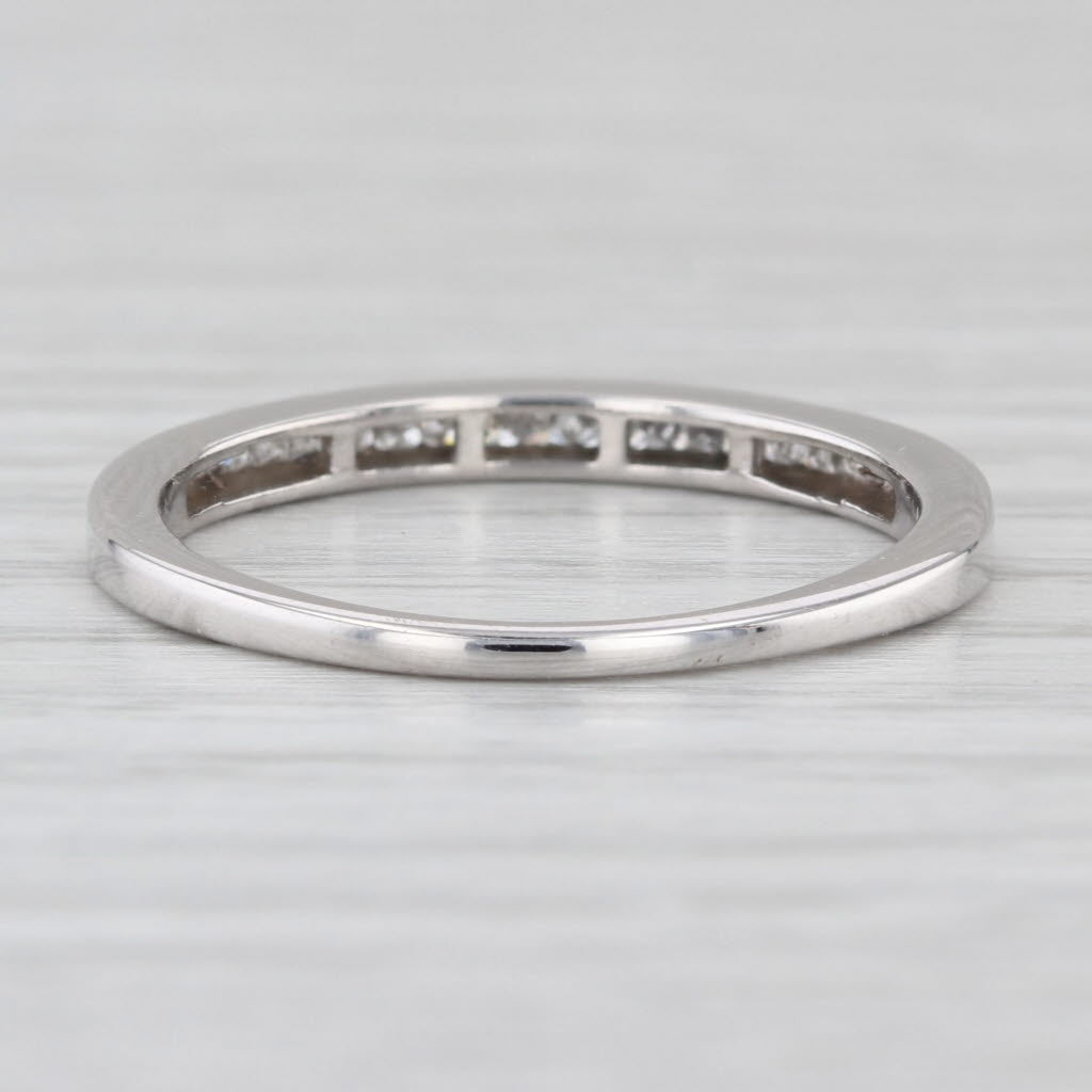 0.22ctw Princess Diamond Wedding Band 14k White Gold Size 8.5 Stackable