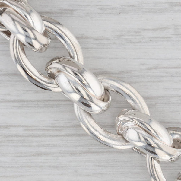 Puffy Cable Chain Bracelet Sterling Silver 7" 14.4mm Lobster Clasp