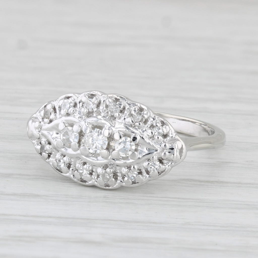 Light Gray Vintage 0.20ctw Diamond Princess Ring 14k White Gold Size 6.75