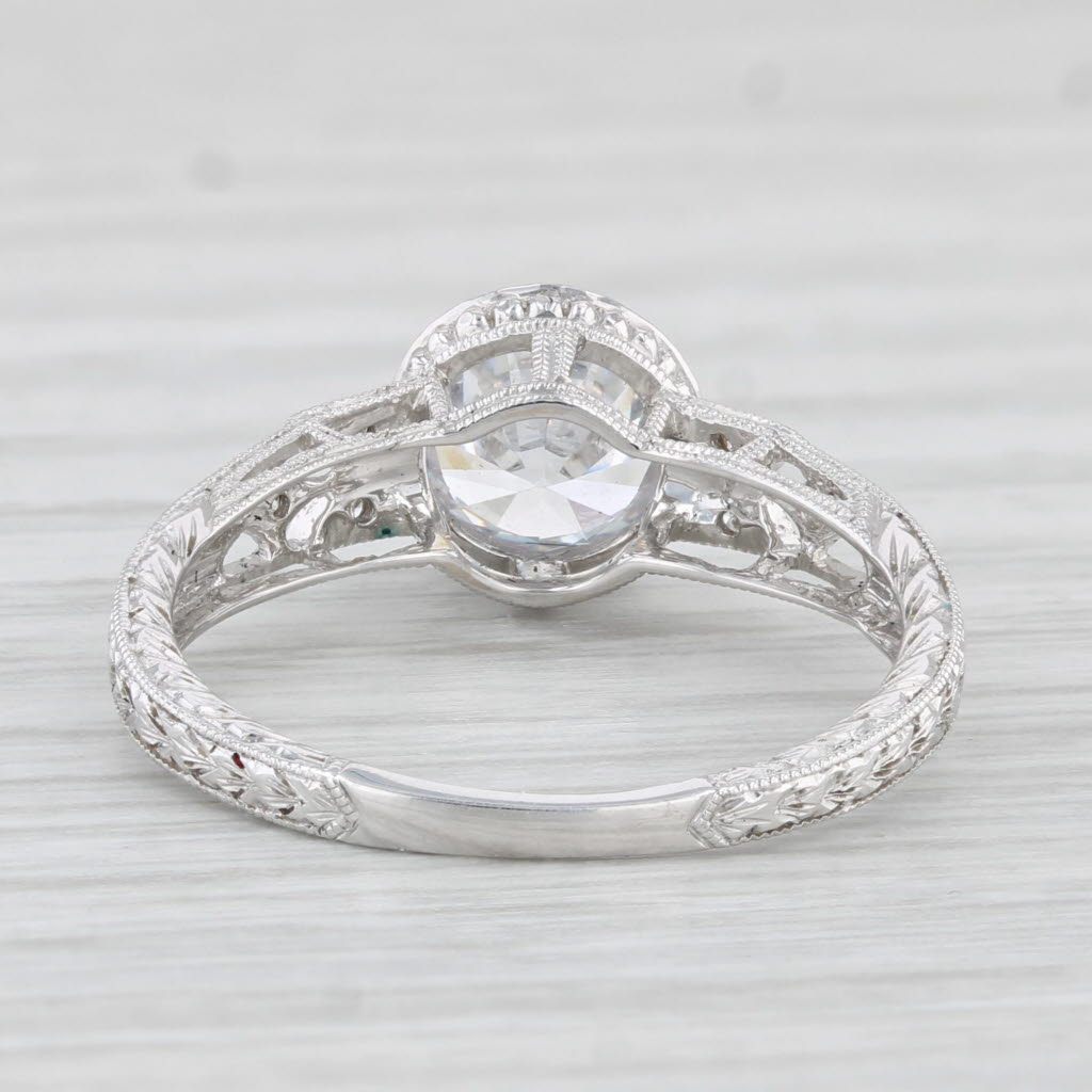 Light Gray New Beverley K Round Semi Mount Engagement Ring 18k White Gold Diamond Size 6.75