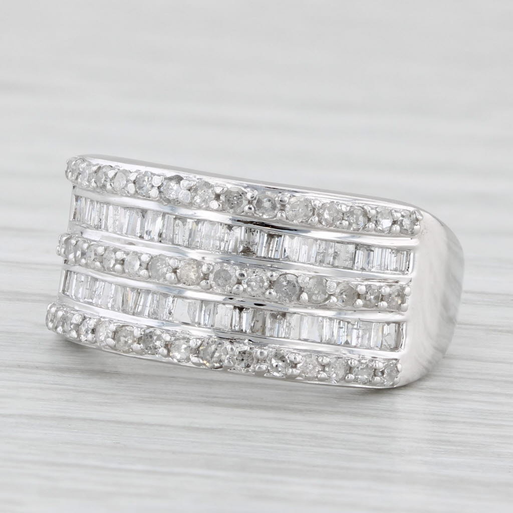 Light Gray 0.90ctw Diamond Ring 10k White Gold Size 7 Stacking Design