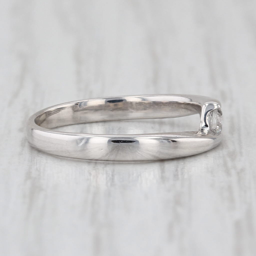 Diamond Solitaire Bypass Ring 14k White Gold Size 4.5 Stackable