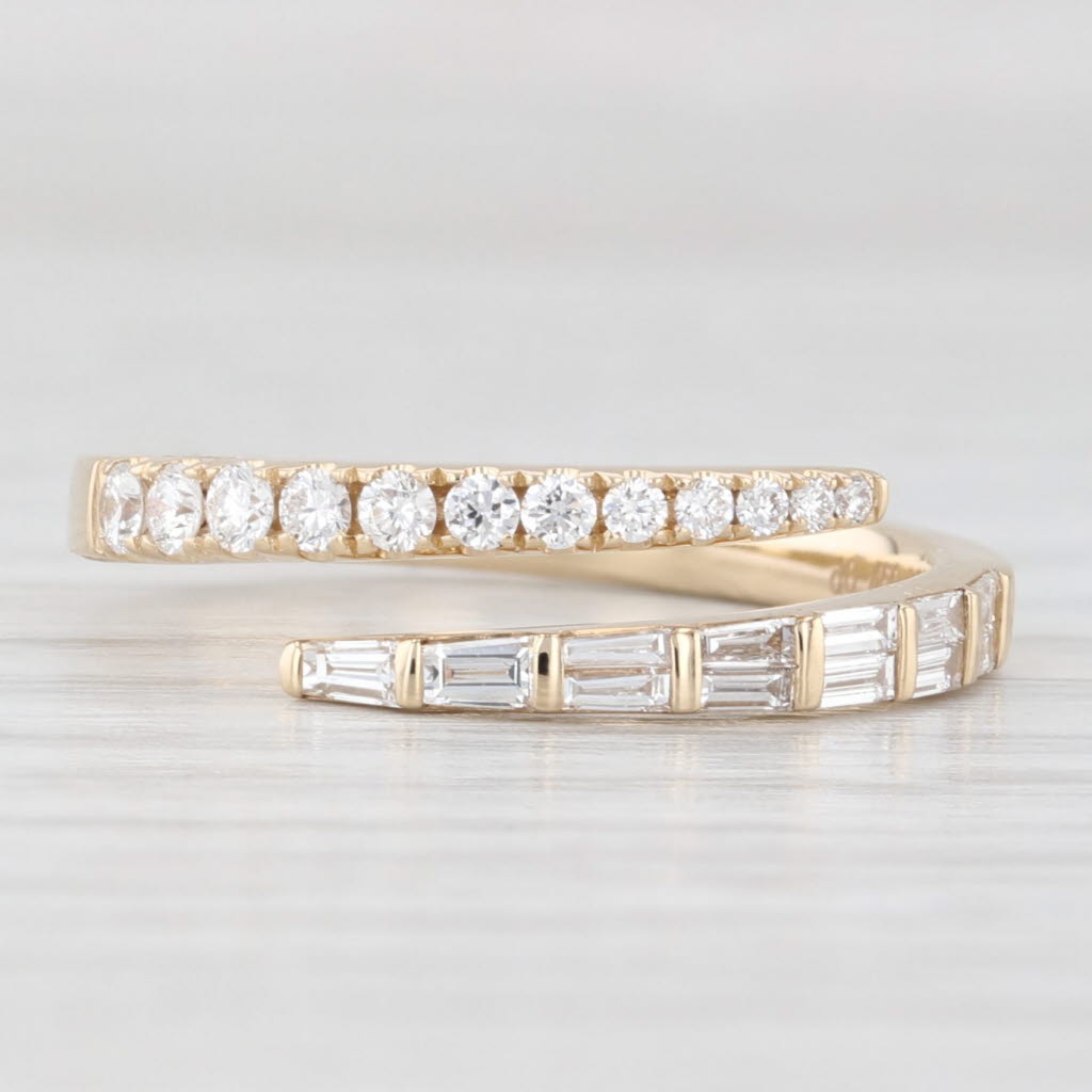 Light Gray New 0.46ctw Diamond Bypass Wedding Ring 14k Yellow Gold Stackable 6.5 Adjustable