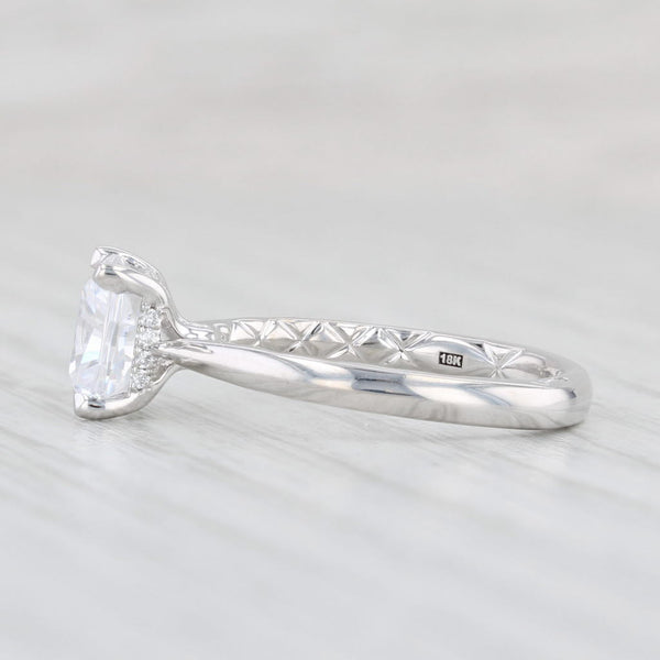 New A Jaffe Diamond Semi Mount Engagement Ring 18k White Gold Size 6