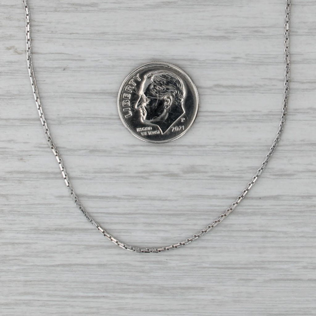 18" 1mm Box Chain Necklace 14k White Gold