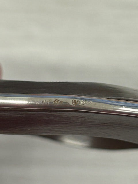 Silpada Wavy Rosewood Bangle Bracelet w/ Pouch Sterling Silver Wood 7.75" B1662