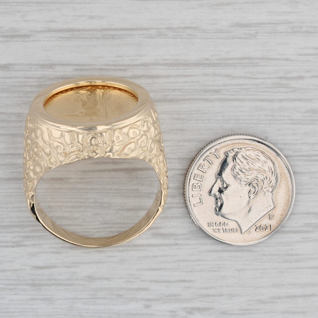 Gray 1989 1/10ozt 5 Dollar American Eagle Coin Ring 14k 22k Yellow Gold Signet Sz 10