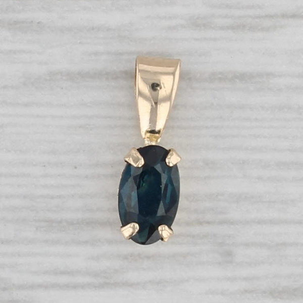 0.35ct Small Oval Sapphire Solitaire Pendant 14k Yellow Gold