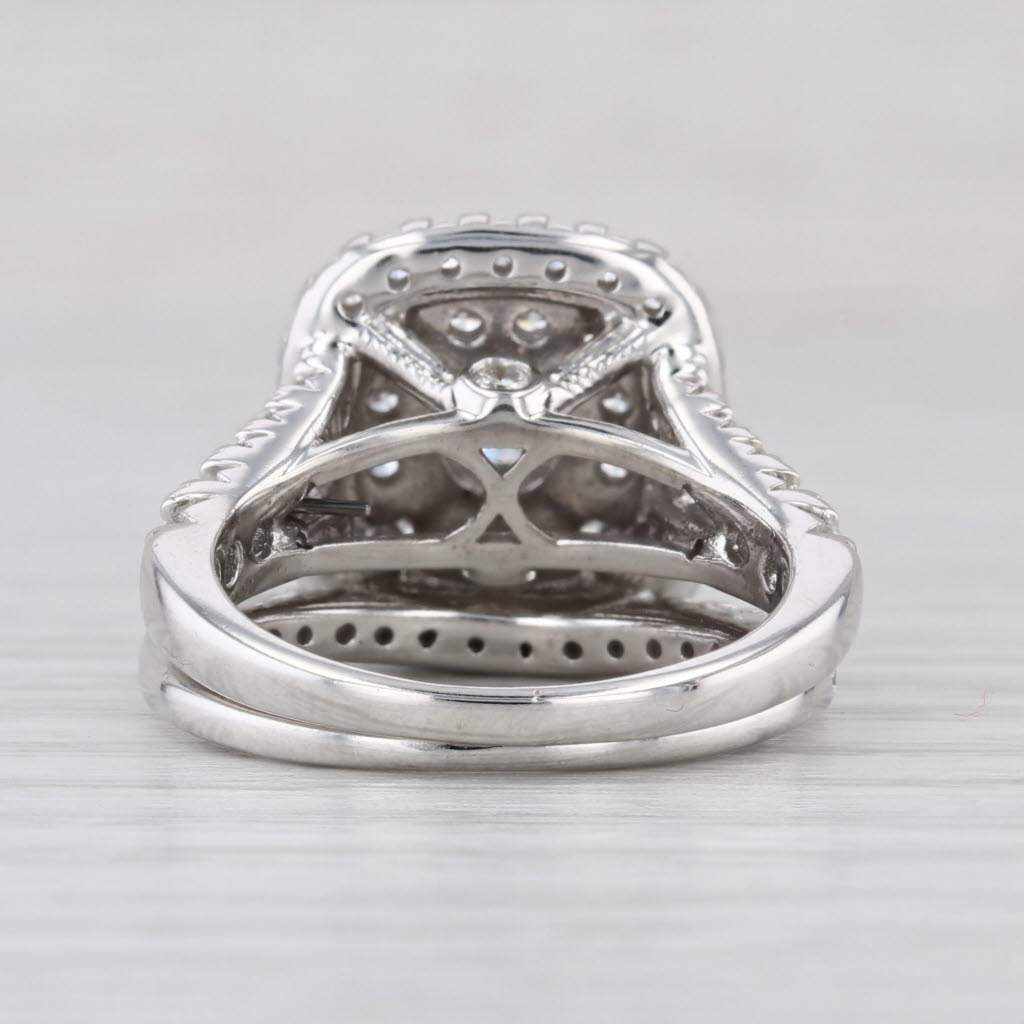 2ctw Diamond Double Halo Engagement Ring Wedding Band Bridal Set 14k White Gold