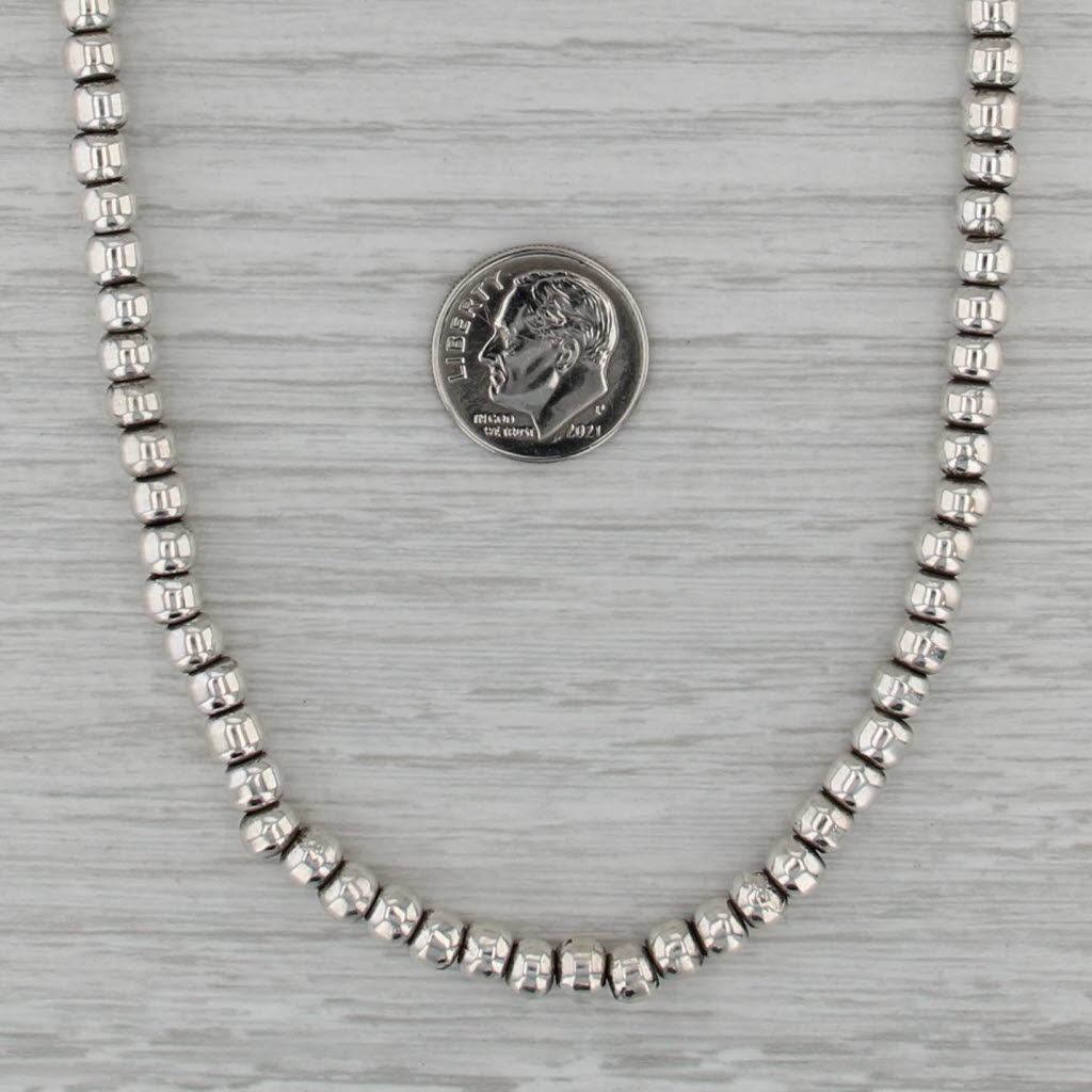 Bead Necklace Toggle Clasp Sterling Silver 17" 5mm