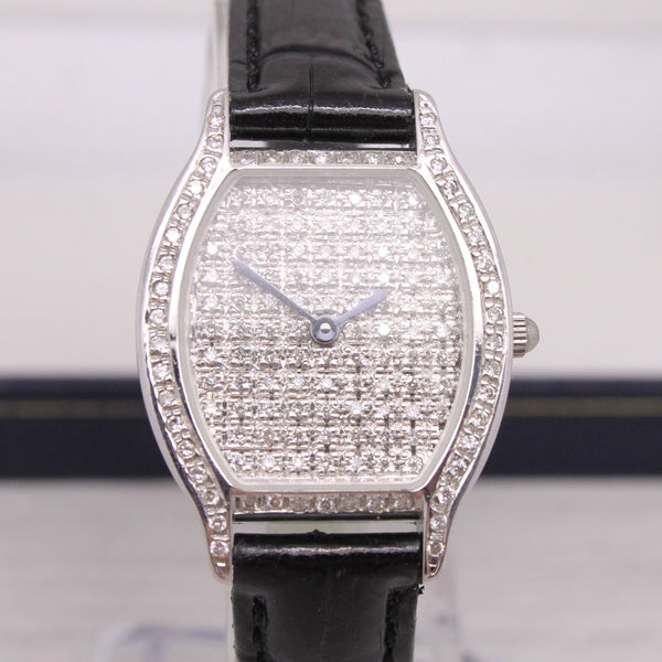 Vicence Milor 14k White Gold Pave Diamond Ladies Quartz Watch w Box V5405149