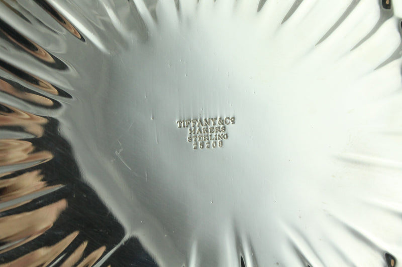 Vintage Tiffany & Co Sterling Silver Round 7" Tray Floral Feather Motif #25208