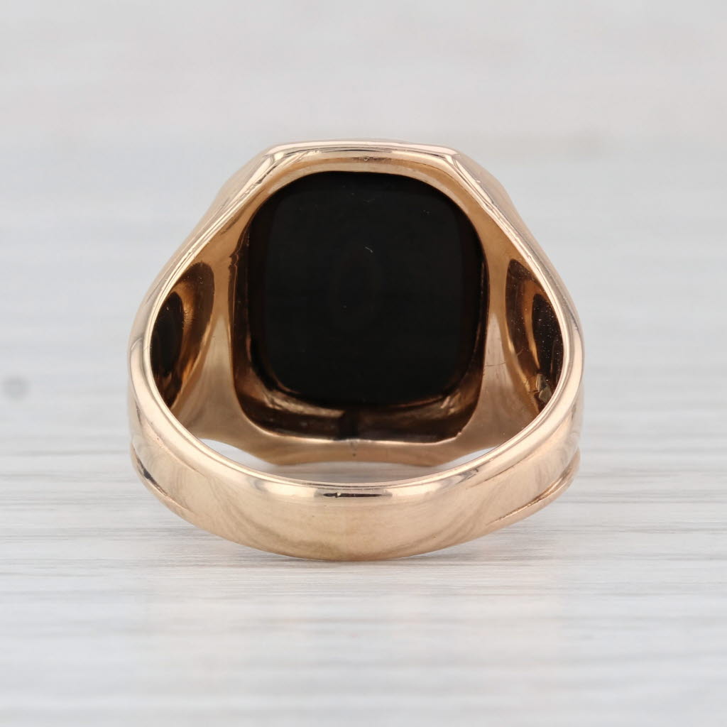 Vintage Onyx Masonic Signet Ring 14k Gold Size 8.75 Blue Lodge Square Compass