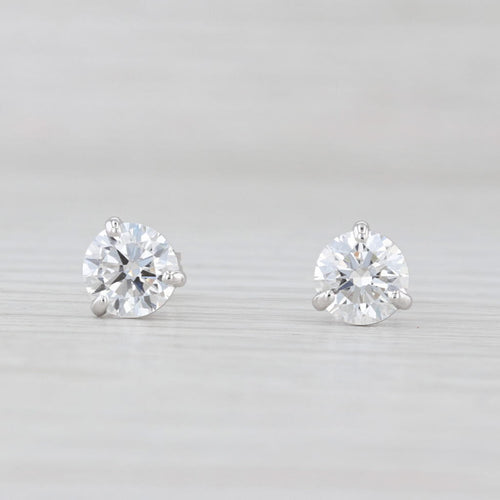 New 2ctw Lab Grown Round Diamond Stud Earrings 14k Gold IGI VVS1-VS2 D-E Studs