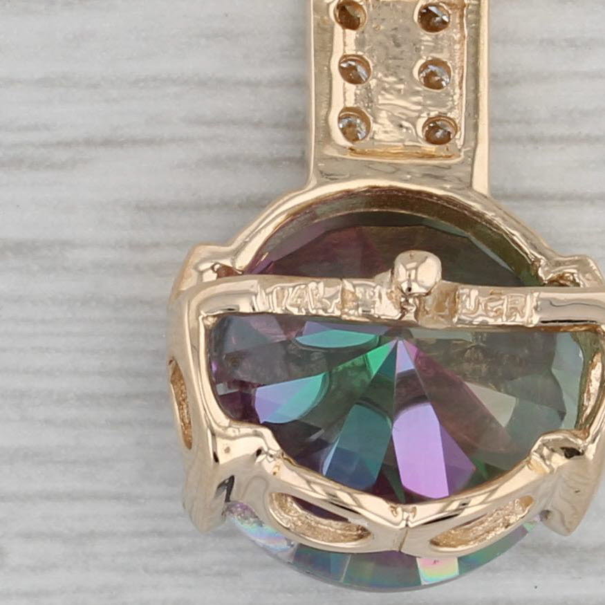 Gray 8.57ctw Round Purple Mystic Topaz Diamond Pendant Enhancer 14k Yellow Gold